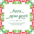 Beautiful red flower frame background, for element design of card happy new year. Vector Royalty Free Stock Photo
