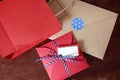 Beautiful red gift set for Christmas Royalty Free Stock Photo