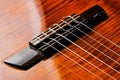 Beautiful red guitar and its parts.Guitar background.Guitar strings Royalty Free Stock Photo