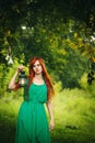 Beautiful red hair girl with deep green eyes Royalty Free Stock Photo