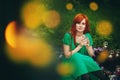 Beautiful red hair girl with deep green eyes Royalty Free Stock Photo