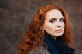 Beautiful red-haired girl close-up Royalty Free Stock Photo