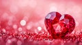 Beautiful red heart made of ruby gemstone on a pink background. AI generated. Royalty Free Stock Photo