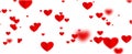 Beautiful red heart paper on white with blurred heart background. Panoramic banner image for Valentines Day, Mother`s Day,