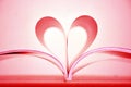 Beautiful red heart shape of book pages. Royalty Free Stock Photo