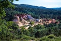 Beautiful red hills and the forests  of the Colorado Provence in Rustrel, France Royalty Free Stock Photo