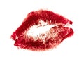 Red kiss signature , drawing with lipstick Royalty Free Stock Photo