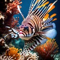 Beautiful red lionfish - ai generated image