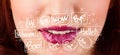 Beautiful red lips with white speech bubbles Royalty Free Stock Photo