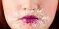 Beautiful red lips with white speech bubbles Royalty Free Stock Photo