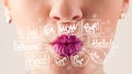 Beautiful red lips with white speech bubbles Royalty Free Stock Photo