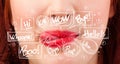 Beautiful red lips with white speech bubbles Royalty Free Stock Photo