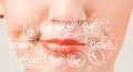 Beautiful red lips with white speech bubbles Royalty Free Stock Photo