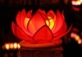 Beautiful red lotus with candle inside - traditional decoration