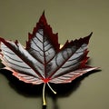 Beautiful red maple autumn leaf background closeup, colorful fall seasonal plant, generative ai Royalty Free Stock Photo