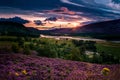 Beautiful Red and Orange Braemar Mountain Sunset landscape Royalty Free Stock Photo