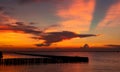 Beautiful red and orange sunset sky over the tropical sea. Red sunset sky. Skyline at the sea. Tropical sea. Scenic view of sunset Royalty Free Stock Photo