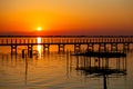 Beautiful red and orange unset in the Lago di LÃ¨sina, Adriatic Sea, Italy