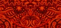 Red pattern with flaming evil decorative face