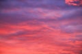 Beautiful red, pink feather clouds against the sky in sunrise in the morning. Picturesque magic background. Royalty Free Stock Photo
