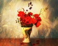 Still life with poppies and violet flowers Royalty Free Stock Photo