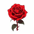 beautiful red rose cute clipart on white background