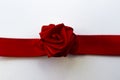 Beautiful red rose made by hand from satin ribbon Royalty Free Stock Photo