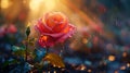 Beautiful red rose in the rain with bokeh background Royalty Free Stock Photo