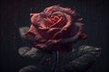Beautiful red rose in raindrops isolated on black background. Contains clipping path Royalty Free Stock Photo