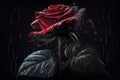 Beautiful red rose in raindrops isolated on black background. Contains clipping path Royalty Free Stock Photo