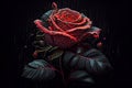 Beautiful red rose in raindrops isolated on black background. Royalty Free Stock Photo