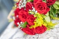 Beautiful red roses bouqet bouquet background Royalty Free Stock Photo