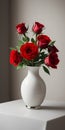 Red roses vase on white table light background Royalty Free Stock Photo