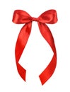 Beautiful red satin gift bow, Royalty Free Stock Photo