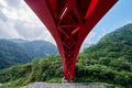 Beautiful Red Shakadang bridge in high angle view