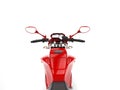 Beautiful red sports motorcycle - riders point of view