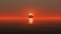 A beautiful red sun rising on the horizon. minimalist sun rising