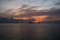 Beautiful red sunset over the ocean or sea.