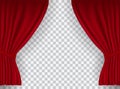 Beautiful red theatre folded curtain drapes on transparent background Royalty Free Stock Photo