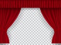 Beautiful red theatre folded curtain drapes on transparent background Royalty Free Stock Photo