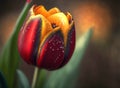 Beautiful red tulip blossom with dew drops Royalty Free Stock Photo