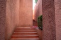 Beautiful red unique walkway wall with abstract texture all around