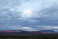 Beautiful red volcano crater near Krafla lit up. Royalty Free Stock Photo