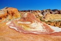 Beautiful red and white stripes of the Crazy Hill sandstone formation in Valley of Fire State Park, Nevada, USA
