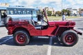 A beautiful red Willys MB used in the post-war by Celere department of Italian Police Royalty Free Stock Photo