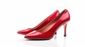 Beautiful red women's high heels isolated on white background Royalty Free Stock Photo