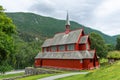 Beautiful red wooden church in Borgund , Norway Royalty Free Stock Photo