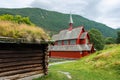 Beautiful red wooden church in Borgund , Norway Royalty Free Stock Photo