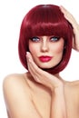 Beautiful redhead girl with bob haircut Royalty Free Stock Photo