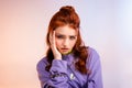 Redhead teen girl in bad mood Royalty Free Stock Photo